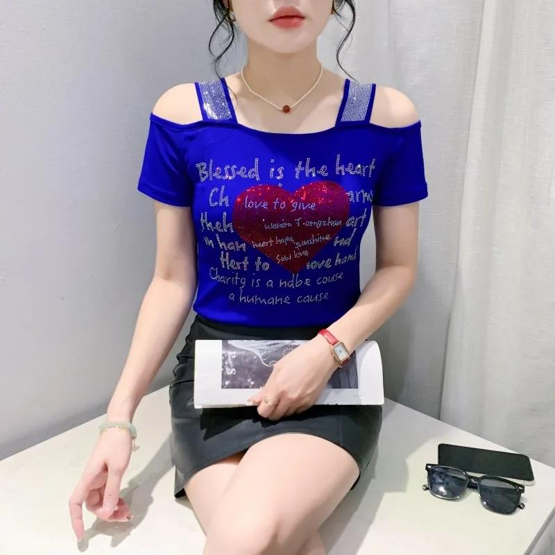 Streetwear Girl Summer T-Shirt Chic Red Heart Letter Design Hot Diamonds Top Classic Women s Sexy Off Shoulder Slim Tees Shirts M синий
Streetwear Girl Summer T-Shirt Chic Red Heart Letter Design Hot Diamonds Top Classic Women s Sexy Off Shoulder Slim Tees Shirts M синий