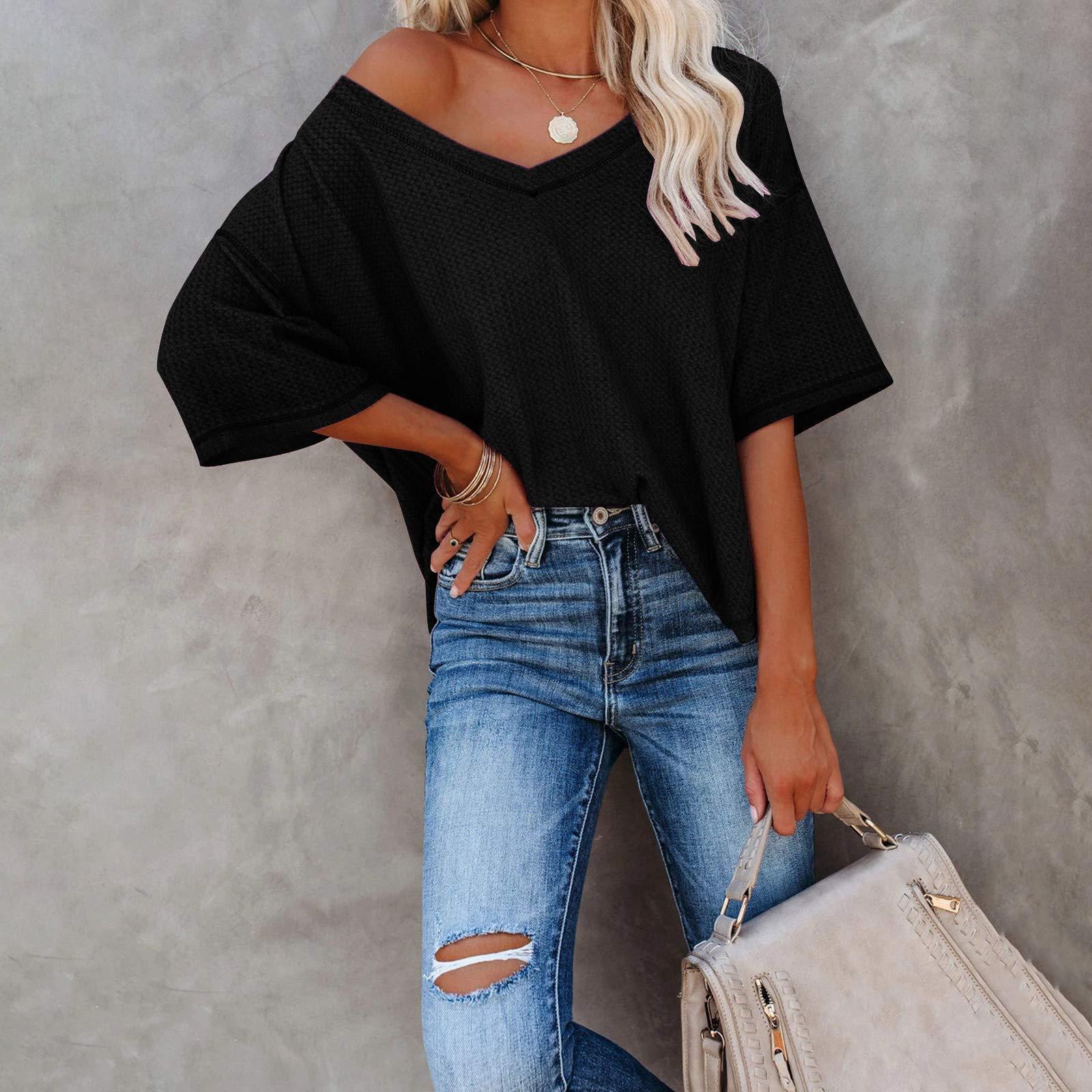 Women’s Loose Fit Knit Short Sleeve Top Casual Lightweight Pullover V Neck Blouse for Summer Daily Wear M чёрный
Women’s Loose Fit Knit Short Sleeve Top Casual Lightweight Pullover V Neck Blouse for Summer Daily Wear M чёрный