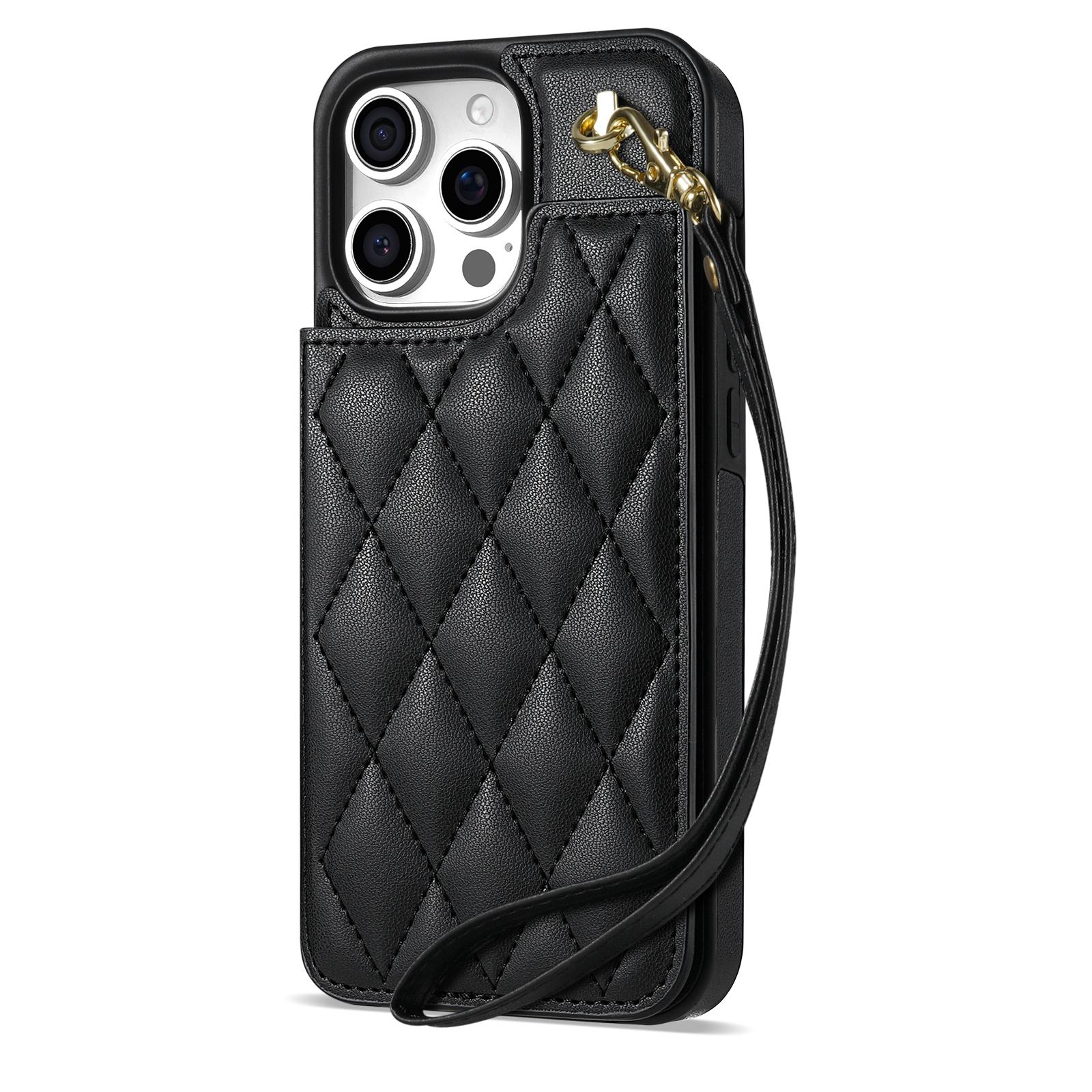 For iPhone 16 Pro Max Case with Wrist Strap Card Slots Rhombus Leather+TPU Phone Cover Black
For iPhone 16 Pro Max Case with Wrist Strap Card Slots Rhombus Leather+TPU Phone Cover Black