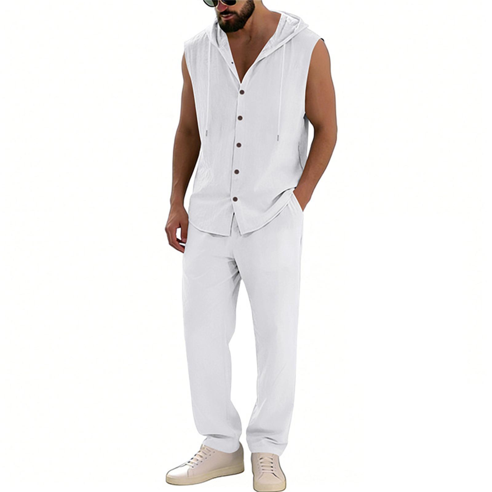 Men s Casual Color Hooded Sleeveless Vest Trousers Set XL білий
Men s Casual Color Hooded Sleeveless Vest Trousers Set XL білий