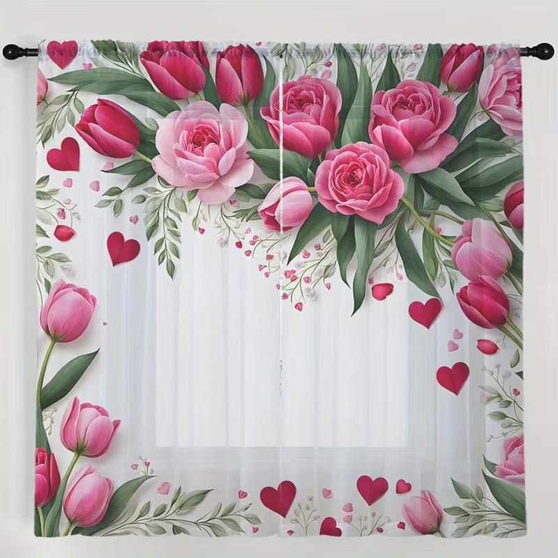 Pink Rose Tulip Heart Sheer Curtains Romantic Floral Print Drapes Sweet Home Decor Bedroom Living Room Curtain With Semi Polyester Perfect For Area W100*H70(CM)-Grommet top&2PCS
Pink Rose Tulip Heart Sheer Curtains Romantic Floral Print Drapes Sweet Home Decor Bedroom Living Room Curtain With Semi Polyester Perfect For Area W100*H70(CM)-Grommet top&2PCS