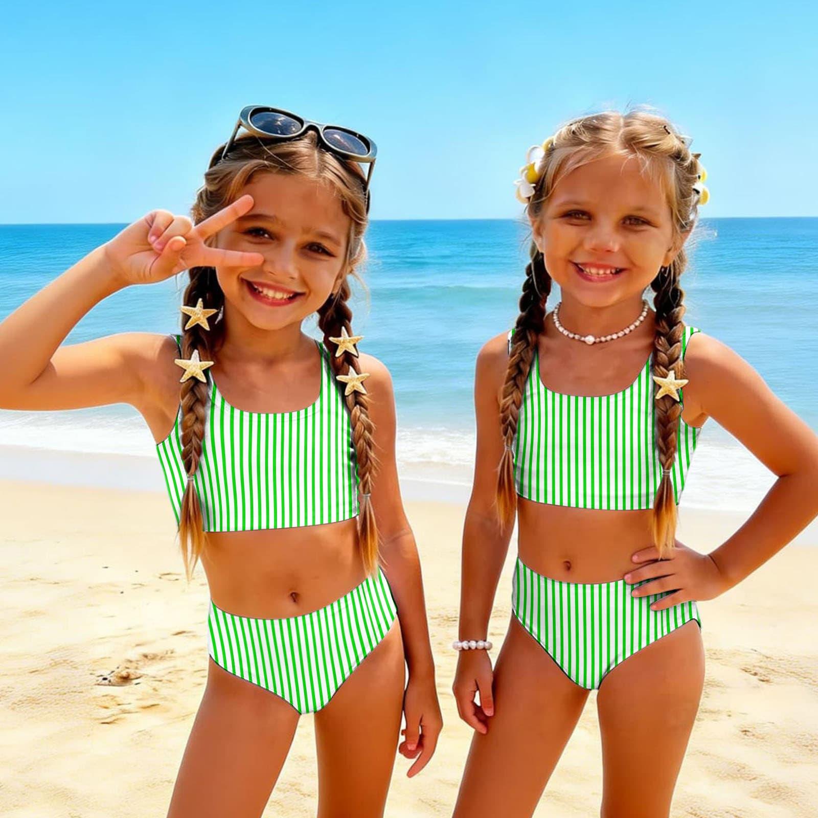Girls Two Piece Swimsuit Set Summer Casual Striped Print Tankini Top and High Waist Bottom Beachwear Swimwear 100 зелений
Girls Two Piece Swimsuit Set Summer Casual Striped Print Tankini Top and High Waist Bottom Beachwear Swimwear 100 зелений