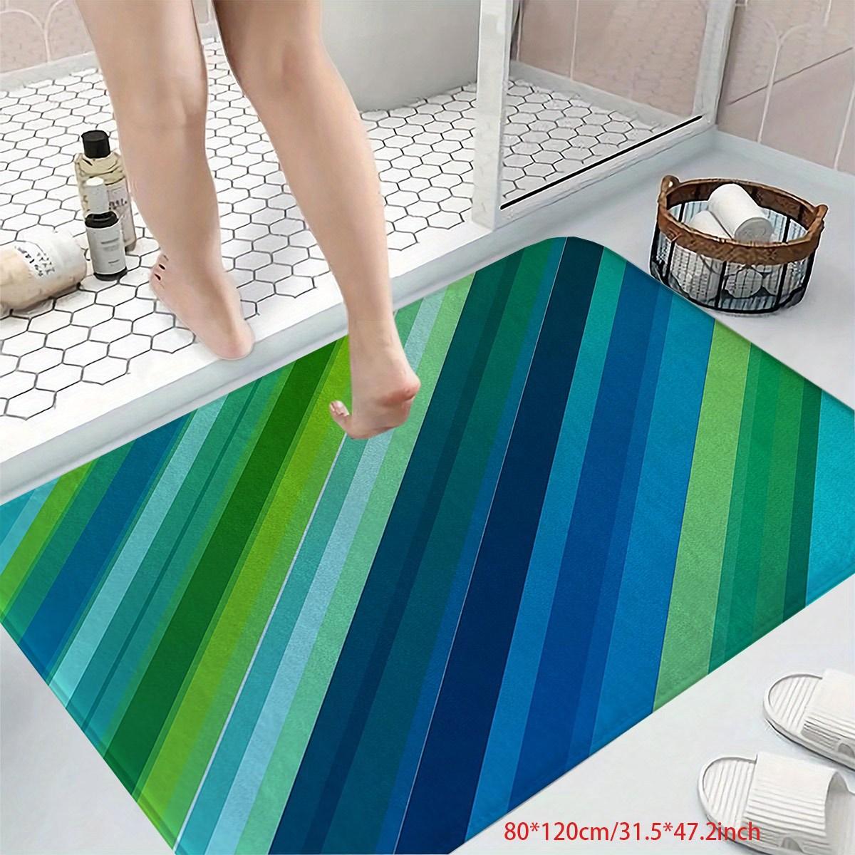 Ocean Stripe Printed Flannel Bath Mat With Green Blue Gradient Design Soft Non Slip Rug For Bathroom Or Home Decor 40x60cm
Ocean Stripe Printed Flannel Bath Mat With Green Blue Gradient Design Soft Non Slip Rug For Bathroom Or Home Decor 40x60cm