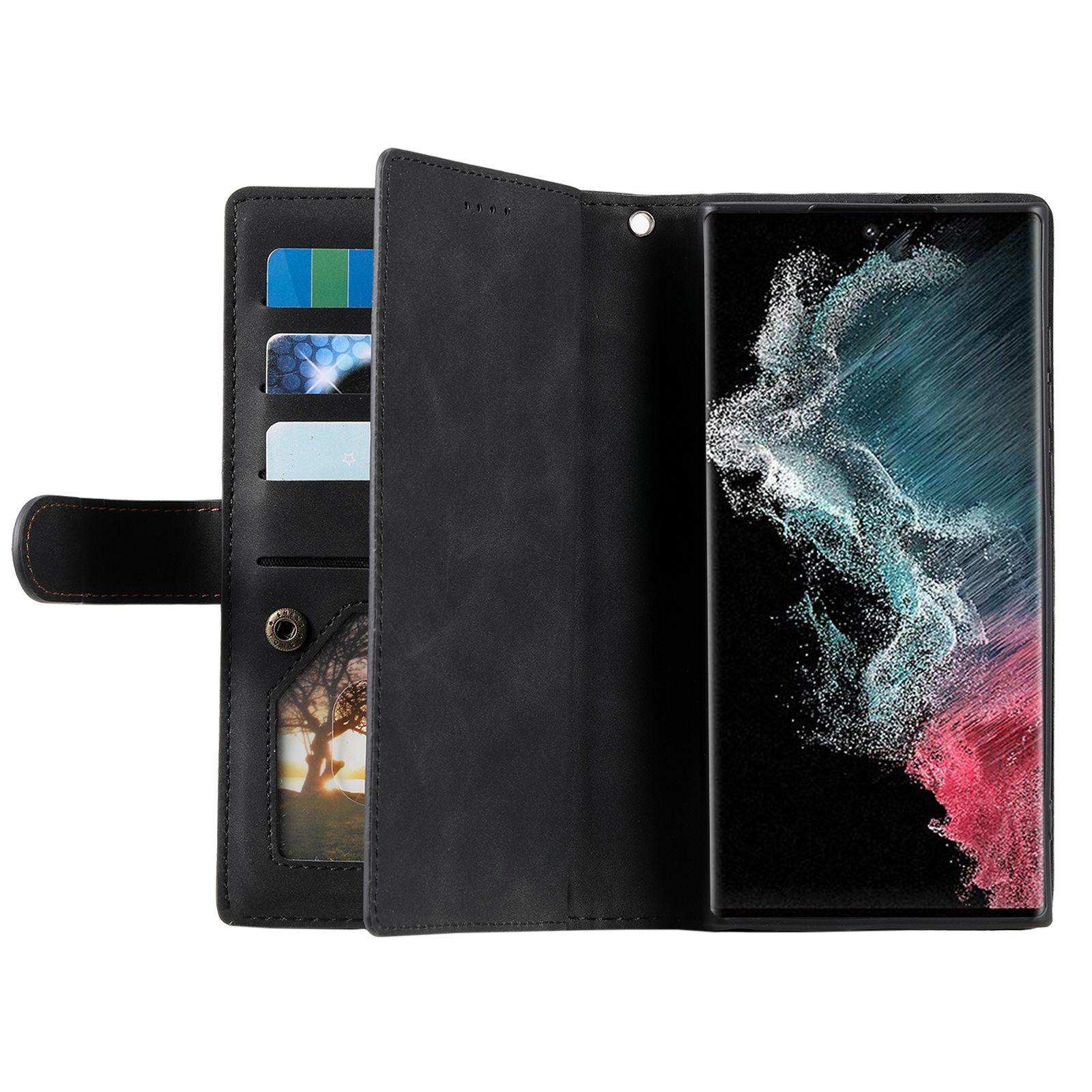 For Samsung Galaxy S23 Ultra Zipper Pocket 9 Card Slots Design PU Leather Wallet Cover Foldable Stand Phone Drop-proof Case with Hand Strap Black
For Samsung Galaxy S23 Ultra Zipper Pocket 9 Card Slots Design PU Leather Wallet Cover Foldable Stand Phone Drop-proof Case with Hand Strap Black
