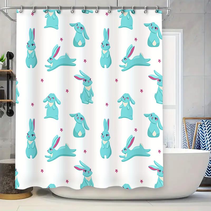 Adorable Rabbit Print Shower Curtain For Bathroom Decoration Blue Bunny With Pink Ears On White Fabric Size Customizable W60H190(CM)-1 Pcs
Adorable Rabbit Print Shower Curtain For Bathroom Decoration Blue Bunny With Pink Ears On White Fabric Size Customizable W60H190(CM)-1 Pcs