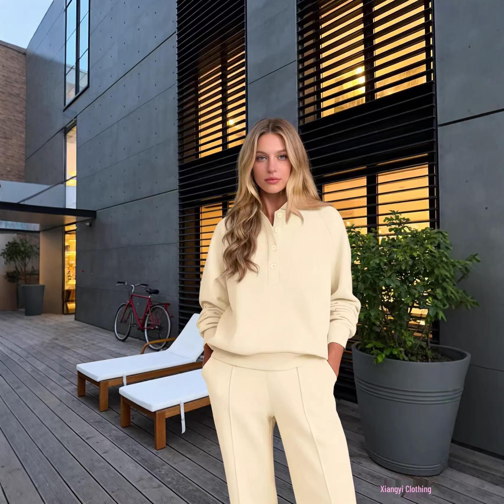 European & American Women s V-Neck Long Sleeve Loose Top and Wide Leg Pants Set XL абрикосовий
European & American Women s V-Neck Long Sleeve Loose Top and Wide Leg Pants Set XL абрикосовий