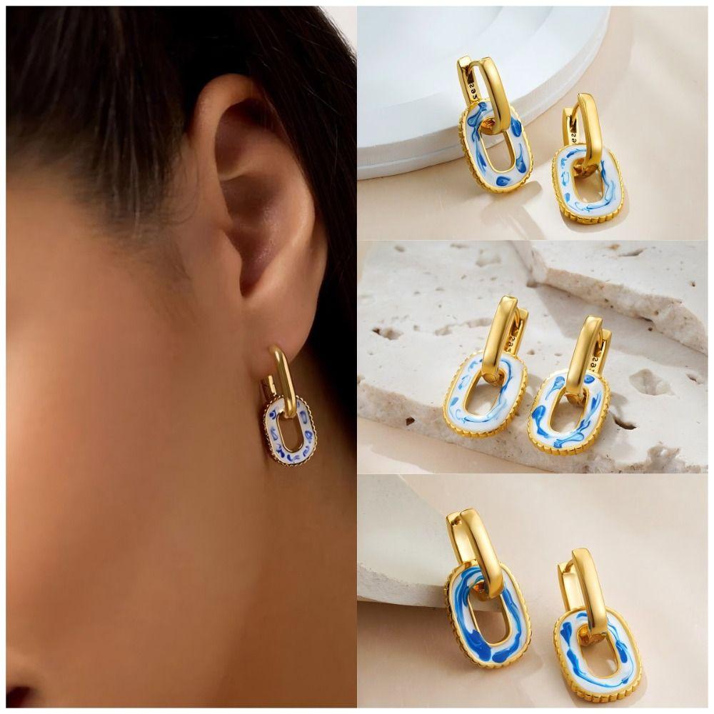 Jewelry Accessories Ceramic Ear Buckle Zinc Zinc Alloy Hoop Earrings Blue and White Porcelain Earrings Women Style C
Jewelry Accessories Ceramic Ear Buckle Zinc Zinc Alloy Hoop Earrings Blue and White Porcelain Earrings Women Style C
