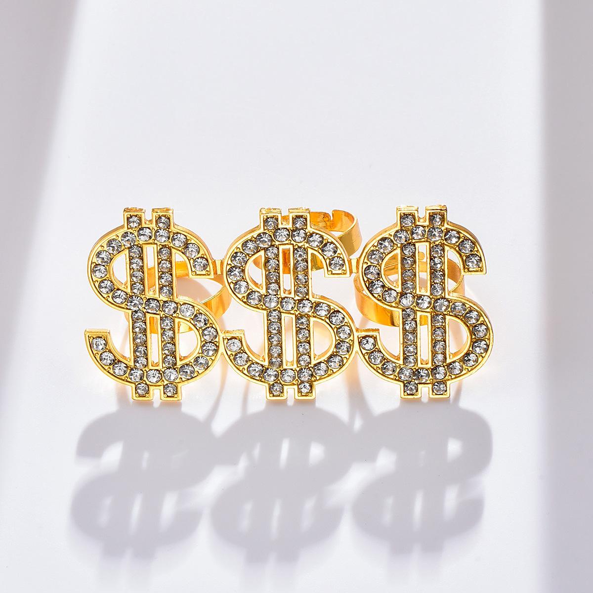 Fashion Jewelry Domineering Cool Finger Ring Micro-inlaid Zircon Dollar Sign Ring золотой
Fashion Jewelry Domineering Cool Finger Ring Micro-inlaid Zircon Dollar Sign Ring золотой