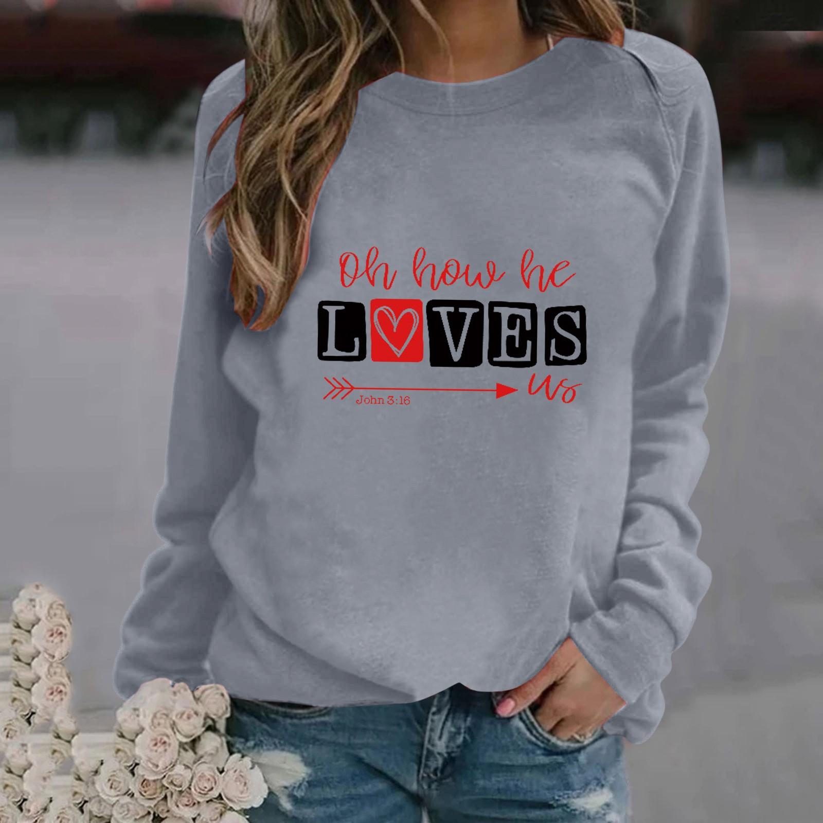 Женский модный пуловер с длинными рукавами и принтом ко Дню святого Валентина XL
Женский модный пуловер с длинными рукавами и принтом ко Дню святого Валентина XL