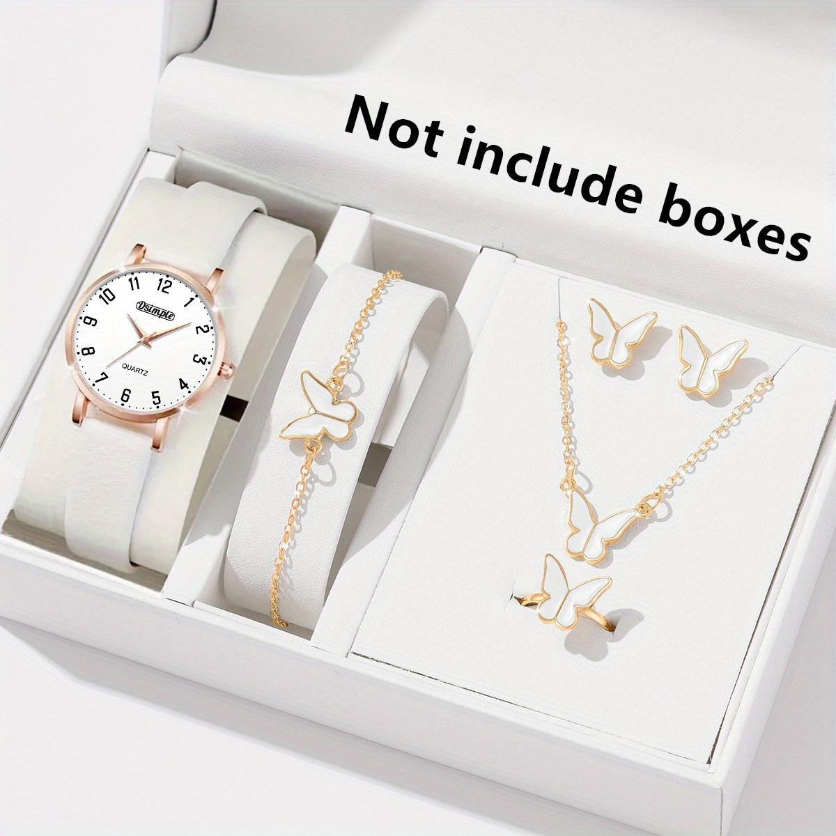 Роскошные женские кварцевые часы, 1 шт., модные аналоговые наручные часы и комплект ювелирных изделий из 5 шт., подарок для женщин
Роскошные женские кварцевые часы, 1 шт., модные аналоговые наручные часы и комплект ювелирных изделий из 5 шт., подарок для женщин