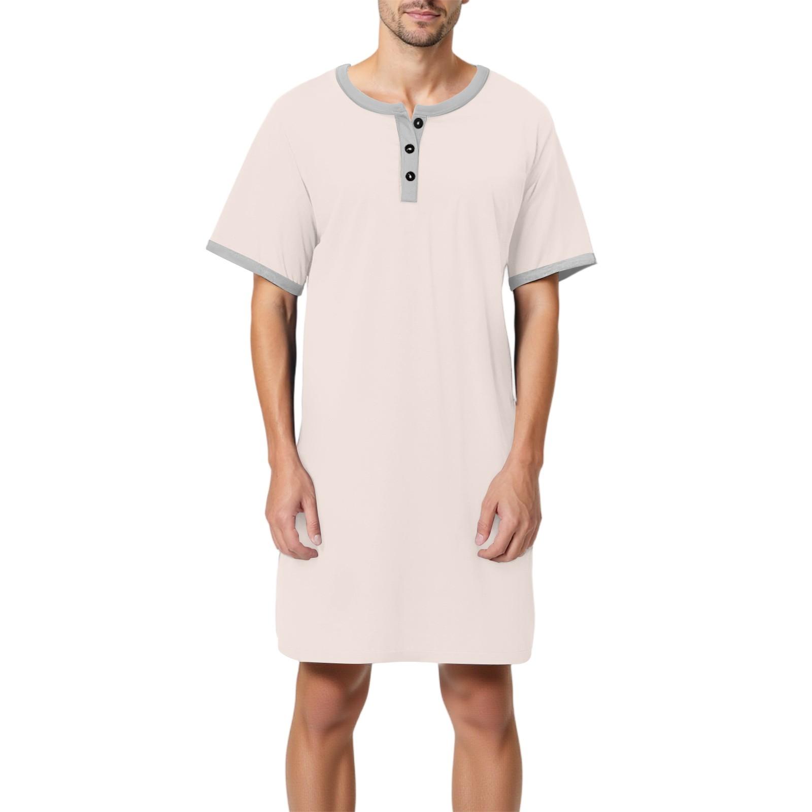 Мужская однотонная хлопковая пижама с коротким рукавом, рубашка на пуговицах с отложным воротником, длинная свободная пижама, домашняя одежда M бежевый
Мужская однотонная хлопковая пижама с коротким рукавом, рубашка на пуговицах с отложным воротником, длинная свободная пижама, домашняя одежда M бежевый