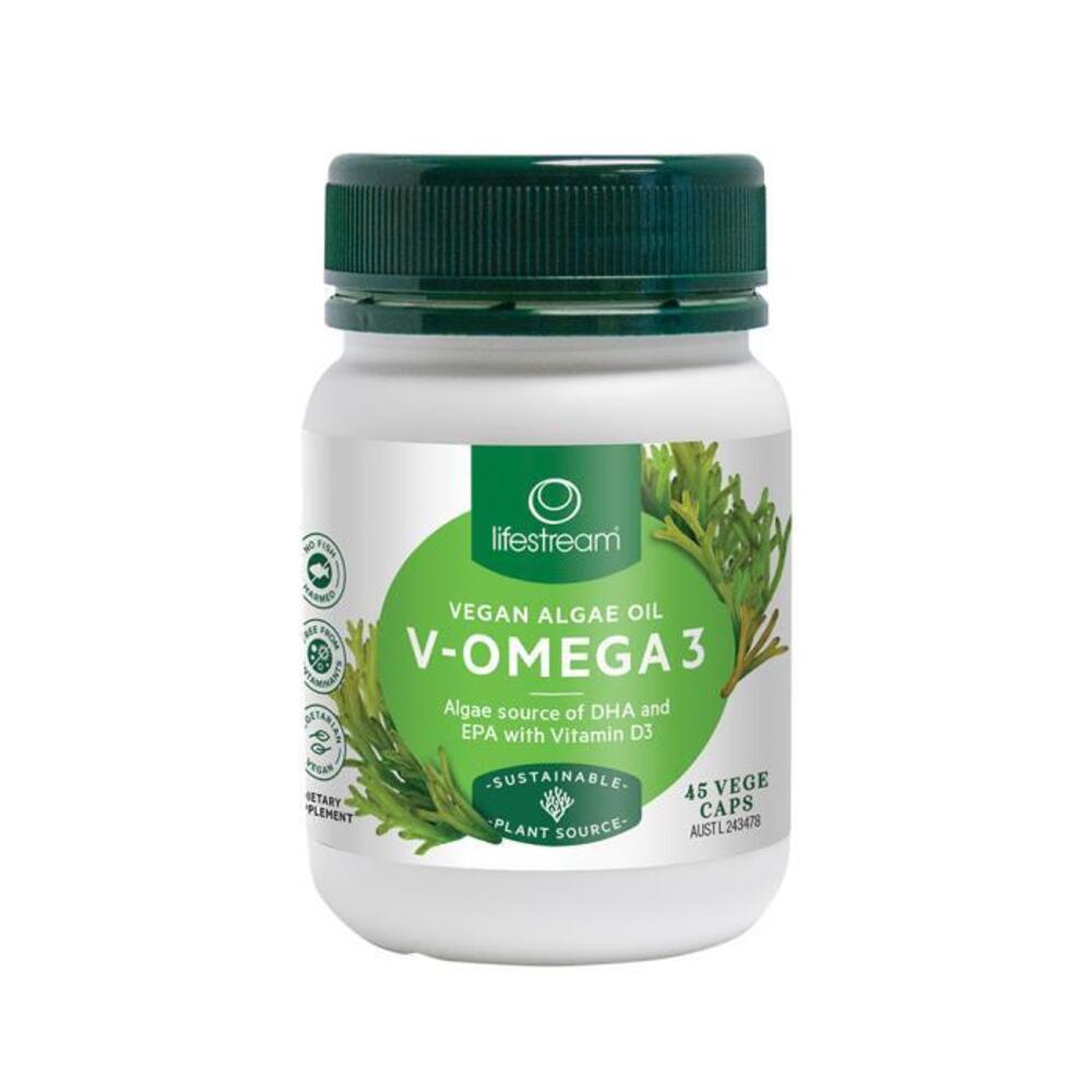LifeStream V Omega 3 (Algae Source DHA, EPA & Vit D3) 45vc
LifeStream V Omega 3 (Algae Source DHA, EPA & Vit D3) 45vc