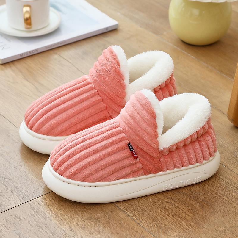 Уютные зимние плюшевые тапочки-ботинки для женщин - Толстая подошва, Тепло для дома/улицы, Мягкая ткань, Подошва из ЭВА, Теплые хлопковые туфли 42-43