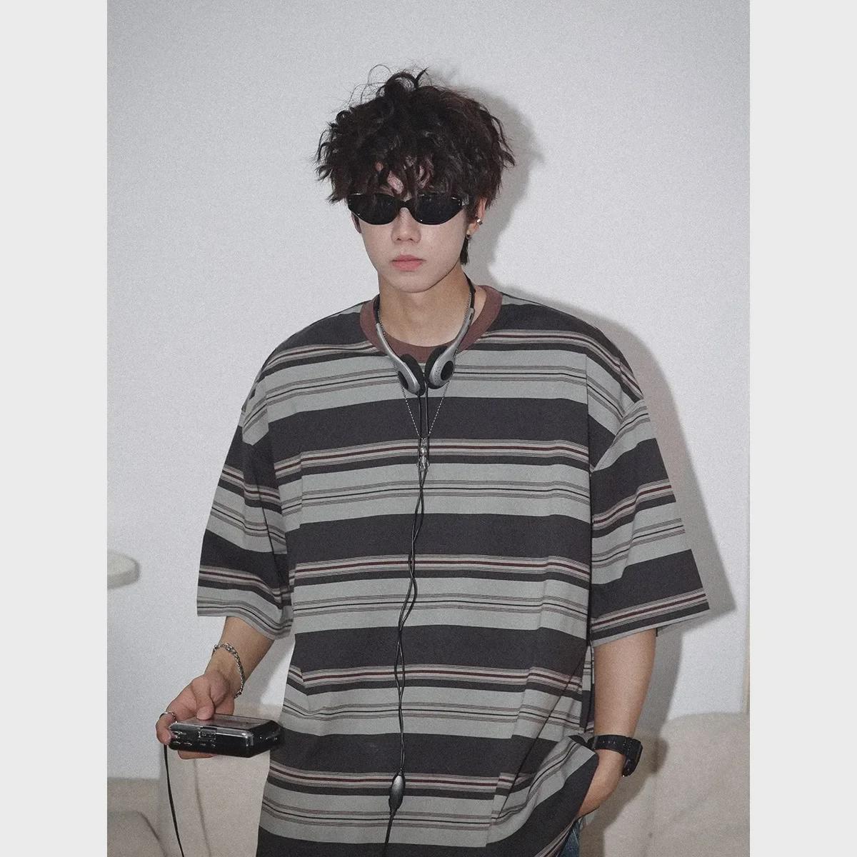 Мужская модная летняя футболка в полоску с коротким рукавом — универсальная, свободного кроя для пар L серый
Мужская модная летняя футболка в полоску с коротким рукавом — универсальная, свободного кроя для пар L серый