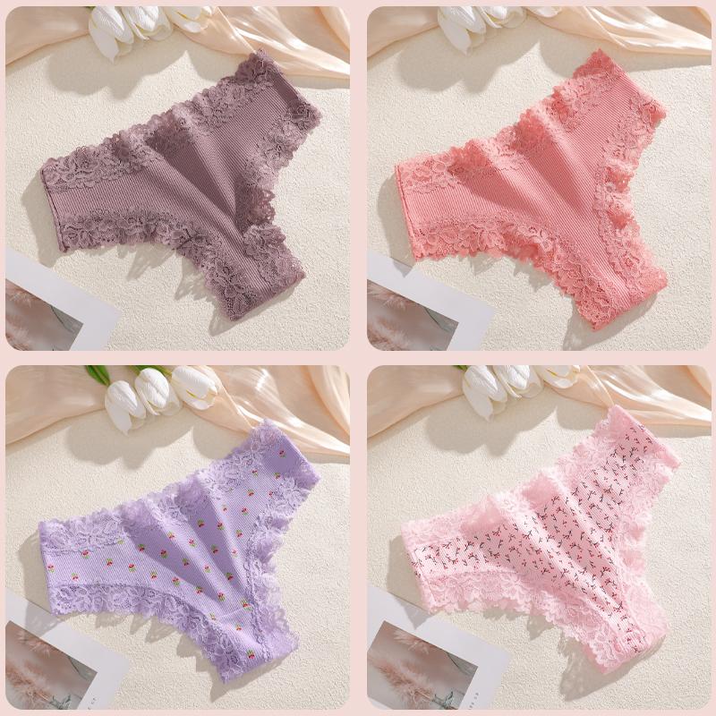 FINETOO 4Pcs Cotton Lace Floral Printed Thongs Underwear Sexy Striped Low Waist Brazilian Panties Girls Breathable G-String Lingerie XL
FINETOO 4Pcs Cotton Lace Floral Printed Thongs Underwear Sexy Striped Low Waist Brazilian Panties Girls Breathable G-String Lingerie XL