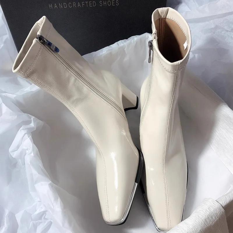 Fashion Elegant Square Toe Thick Heel Side Zipper Solid Color Stitching Silver Elastic High Heel Fashion Boots for Women 35
Fashion Elegant Square Toe Thick Heel Side Zipper Solid Color Stitching Silver Elastic High Heel Fashion Boots for Women 35