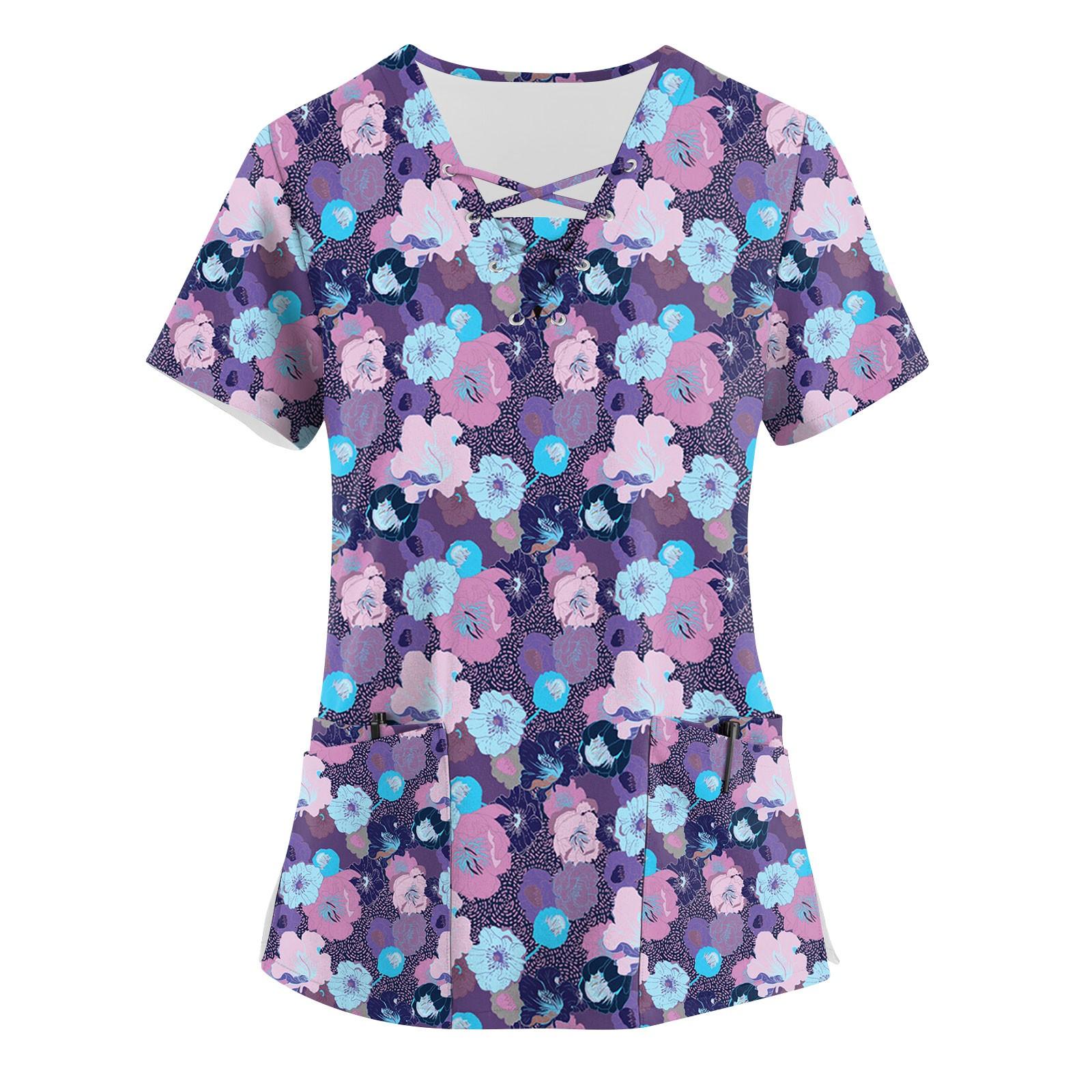 Женский топ с короткими рукавами и V-образным вырезом с принтом, рабочая форма, карманная рубашка, топ для ухода L фиолетовый
Женский топ с короткими рукавами и V-образным вырезом с принтом, рабочая форма, карманная рубашка, топ для ухода L фиолетовый