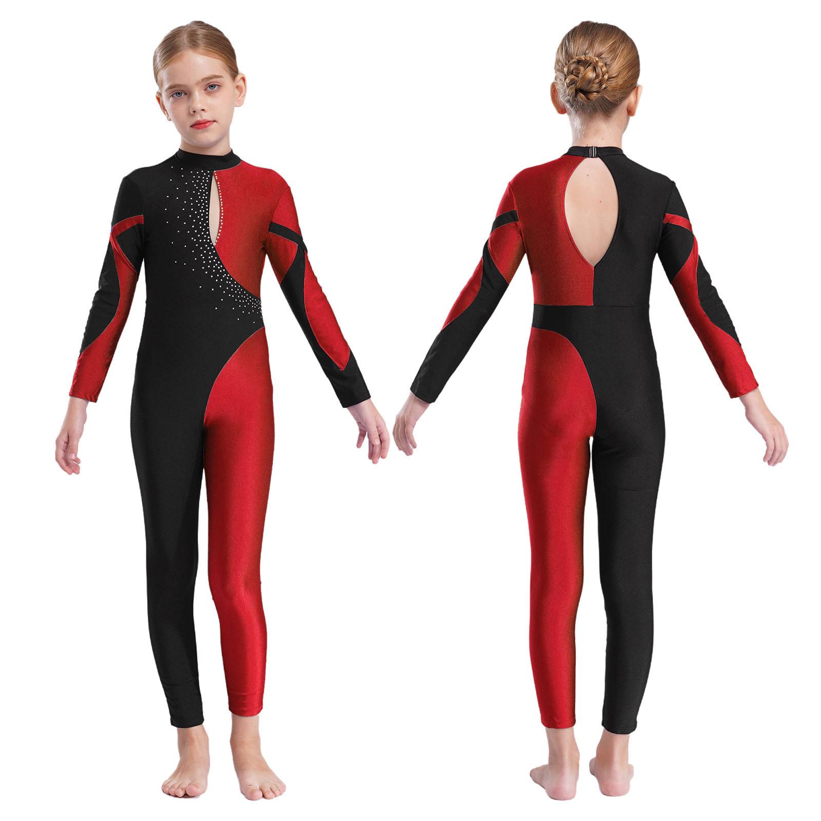 Гімнастичний трико для дівчат, комбінезон з довгим рукавом і блискучими стразами, комбінезон для фігурного катання, боді, дитячі суцільні боді 5-6 Years гарячі рожевого кольору 
Гімнастичний трико для дівчат, комбінезон з довгим рукавом і блискучими стразами, комбінезон для фігурного катання, боді, дитячі суцільні боді 5-6 Years гарячі рожевого кольору