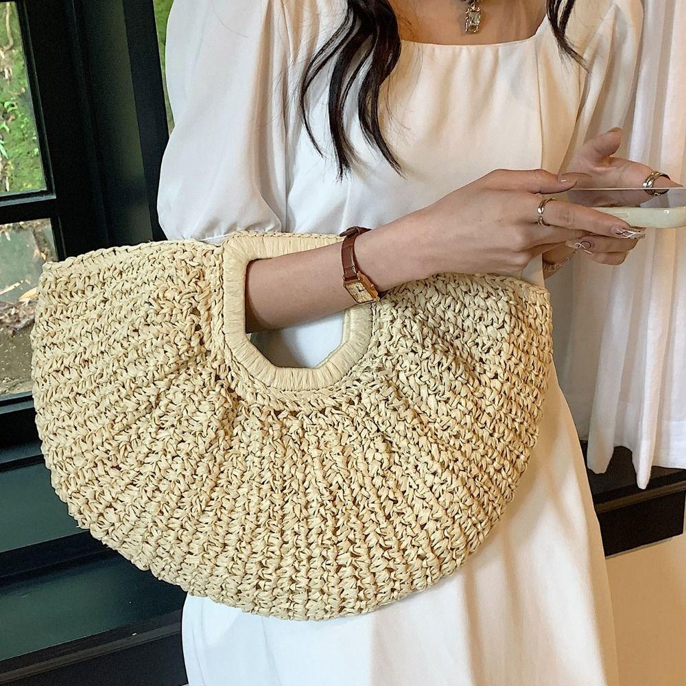 Handmade Weave Tote Bag Half Moon Grass Woven Bag Trendy Lafite Straw Bag Summer бежевый
Handmade Weave Tote Bag Half Moon Grass Woven Bag Trendy Lafite Straw Bag Summer бежевый