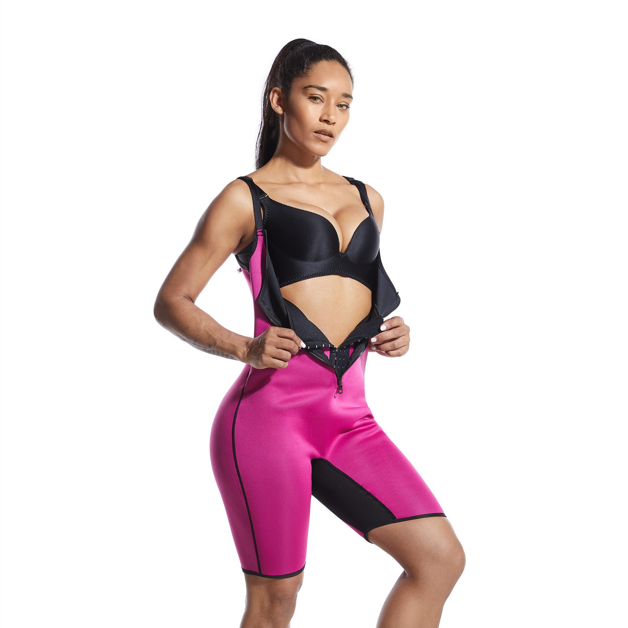 Костюм для пота в сауне, неопреновый формирователь пота, женский корсет для похудения и сжигания жира, формирователь тела для похудения XXL розовый