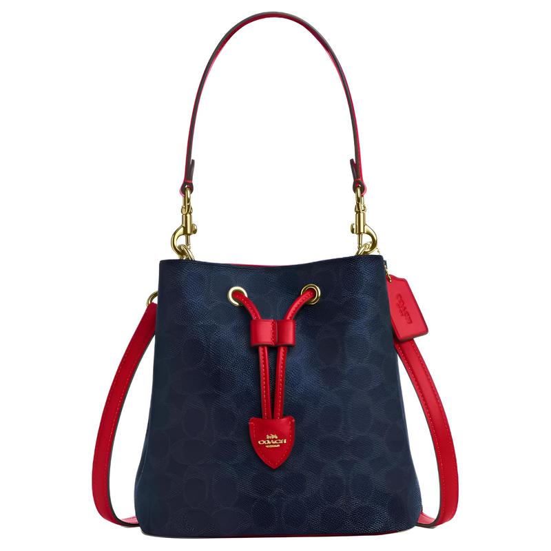 COACH RowanSignature 22 Brand Logo Classic Coated Canvas Bucket Bag Hand Shoulder Bag Small Women s Blue with Red синій
COACH RowanSignature 22 Brand Logo Classic Coated Canvas Bucket Bag Hand Shoulder Bag Small Women s Blue with Red синій