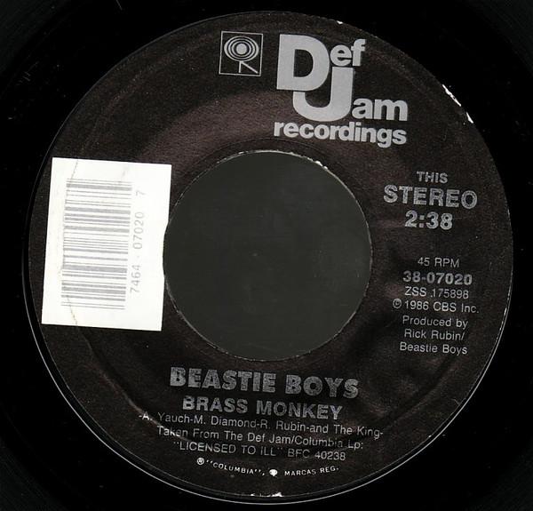 7inch Record BEASTIE BOYS Brass Monkey Posse In Effect 3807020 Def Jam Recordi 1986 US Rap HipHopRB Used
7inch Record BEASTIE BOYS Brass Monkey Posse In Effect 3807020 Def Jam Recordi 1986 US Rap HipHopRB Used