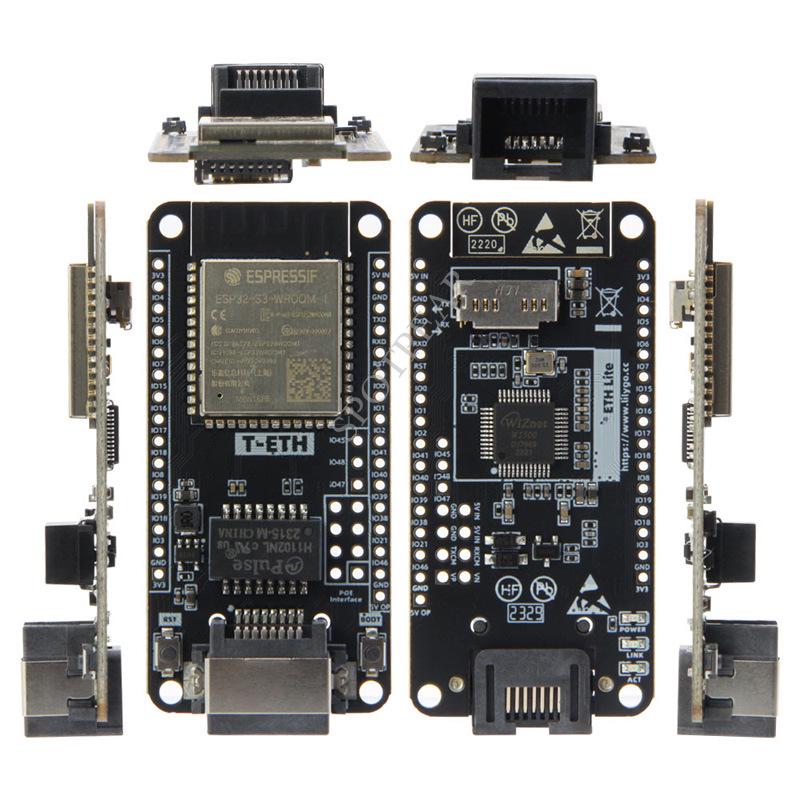 ESP32-S3 T-ETH-Lite Dev Board з можливістю розширення за допомогою модуля W5500 Ethernet.
ESP32-S3 T-ETH-Lite Dev Board з можливістю розширення за допомогою модуля W5500 Ethernet.