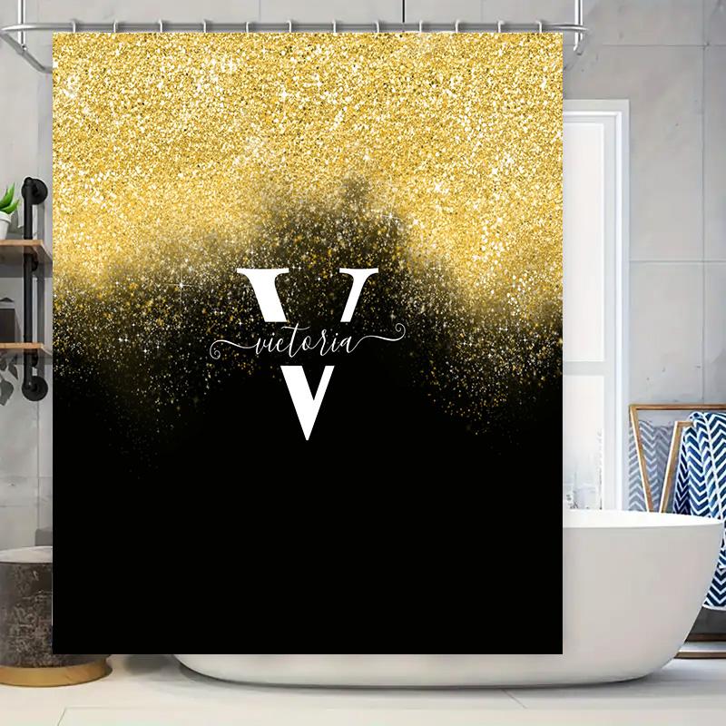 Modern Gold Shower Curtain With Logo For Bathroom Decor Gradient Design For Luxury Bathing Experience W60H190(CM)-1 Pcs
Modern Gold Shower Curtain With Logo For Bathroom Decor Gradient Design For Luxury Bathing Experience W60H190(CM)-1 Pcs