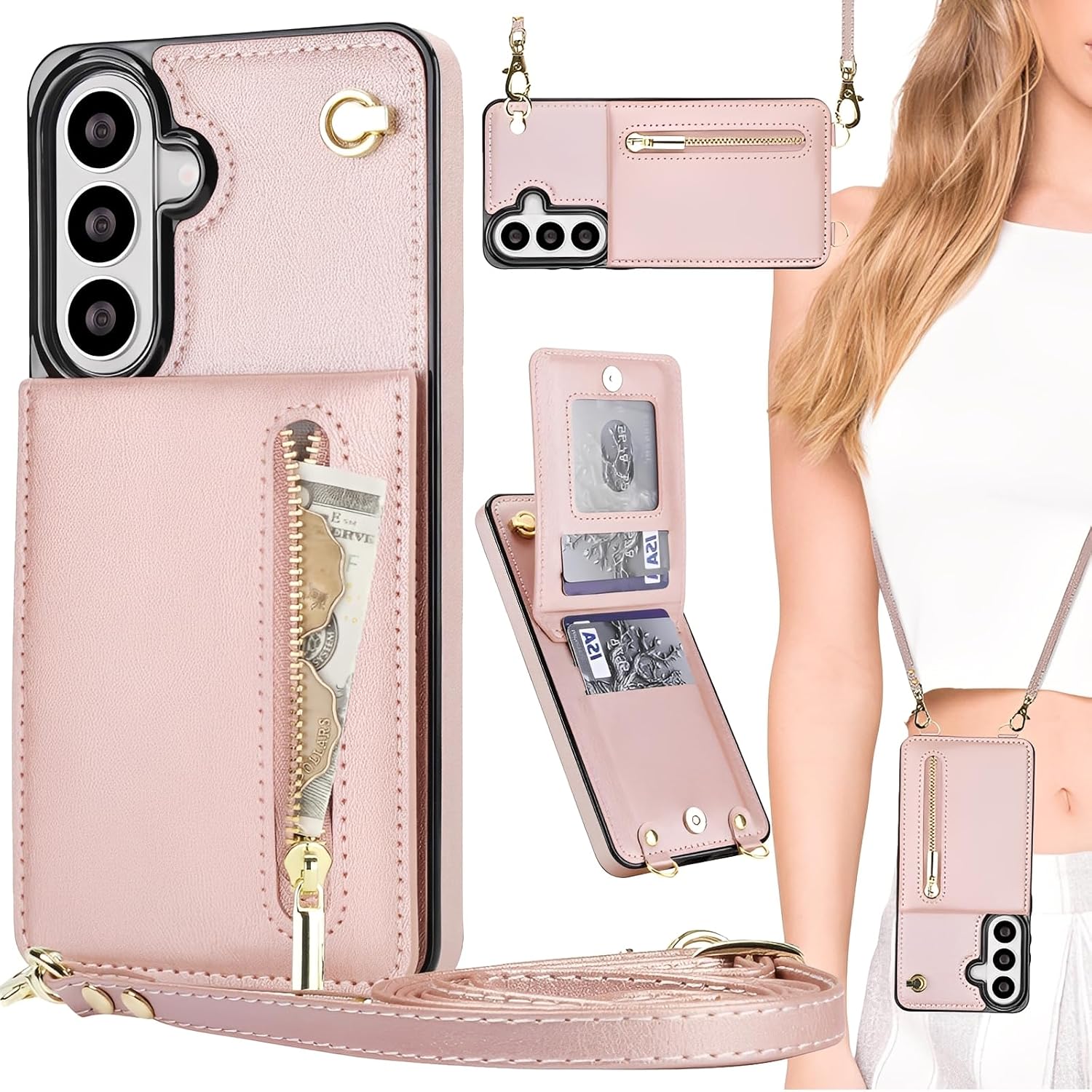 Crossbody wallet case for Samsung Galaxy S25FE with zippered pocket and PU leather lanyard рожевий
Crossbody wallet case for Samsung Galaxy S25FE with zippered pocket and PU leather lanyard рожевий