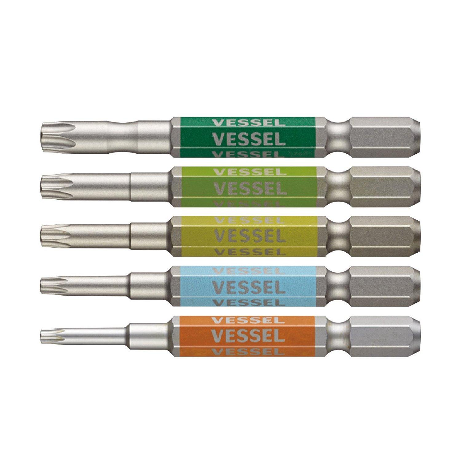 VESSEL 40V compatible single head Torx hard bits, set of 5, T10HT15HT20HT25HT30H x 65, GS5P-33
VESSEL 40V compatible single head Torx hard bits, set of 5, T10HT15HT20HT25HT30H x 65, GS5P-33