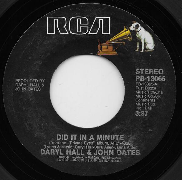 7inch Record DARYL HALL & JOHN OATES - Did It In A Minute PB13065 RCA 1981 US Rock Used
7inch Record DARYL HALL & JOHN OATES - Did It In A Minute PB13065 RCA 1981 US Rock Used