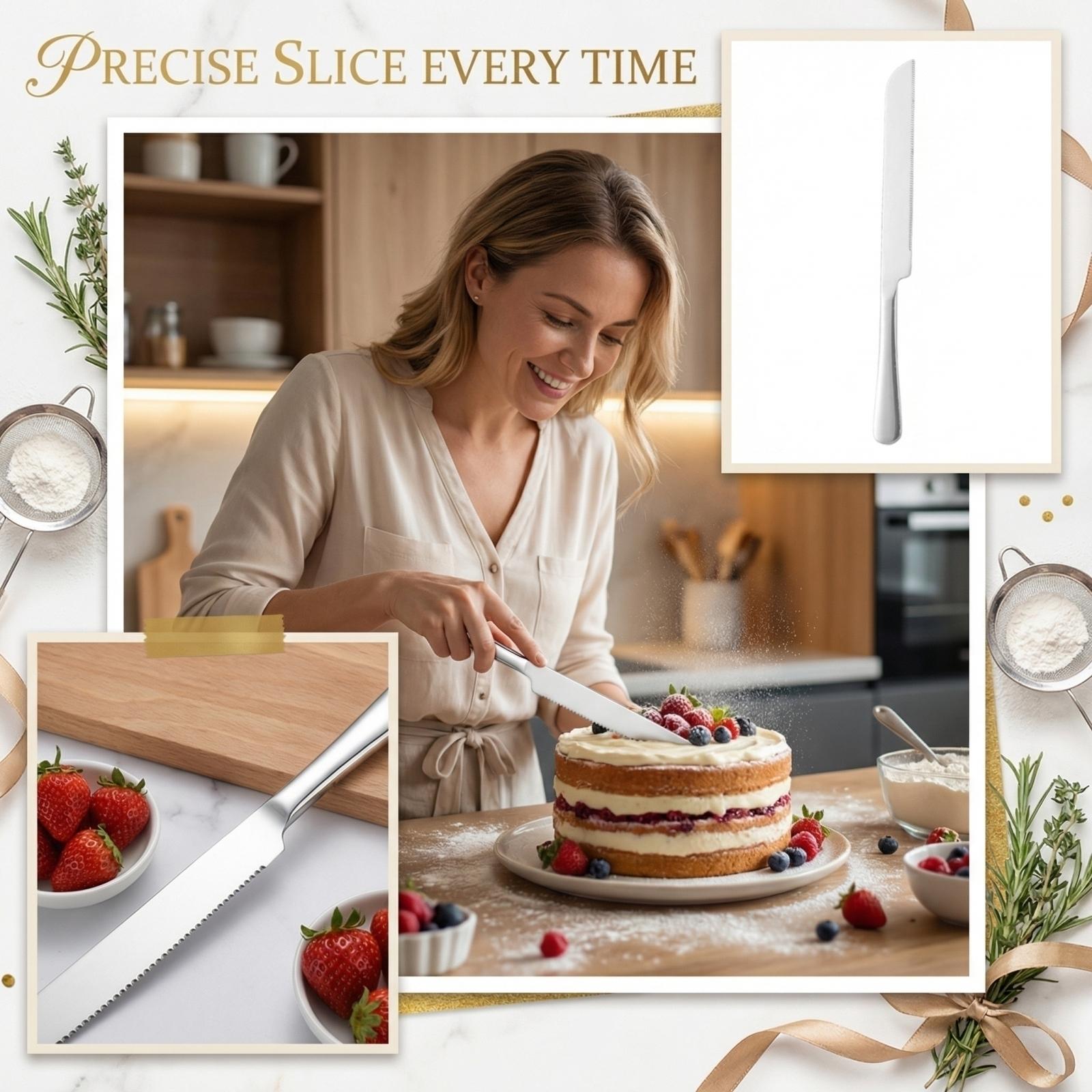 Stainless Steel Kitchen Tool Bread Cake Knife Serrated Edge Cutting Knife Durable Handle for Baking and Food Preparation One Size серебряный
Stainless Steel Kitchen Tool Bread Cake Knife Serrated Edge Cutting Knife Durable Handle for Baking and Food Preparation One Size серебряный