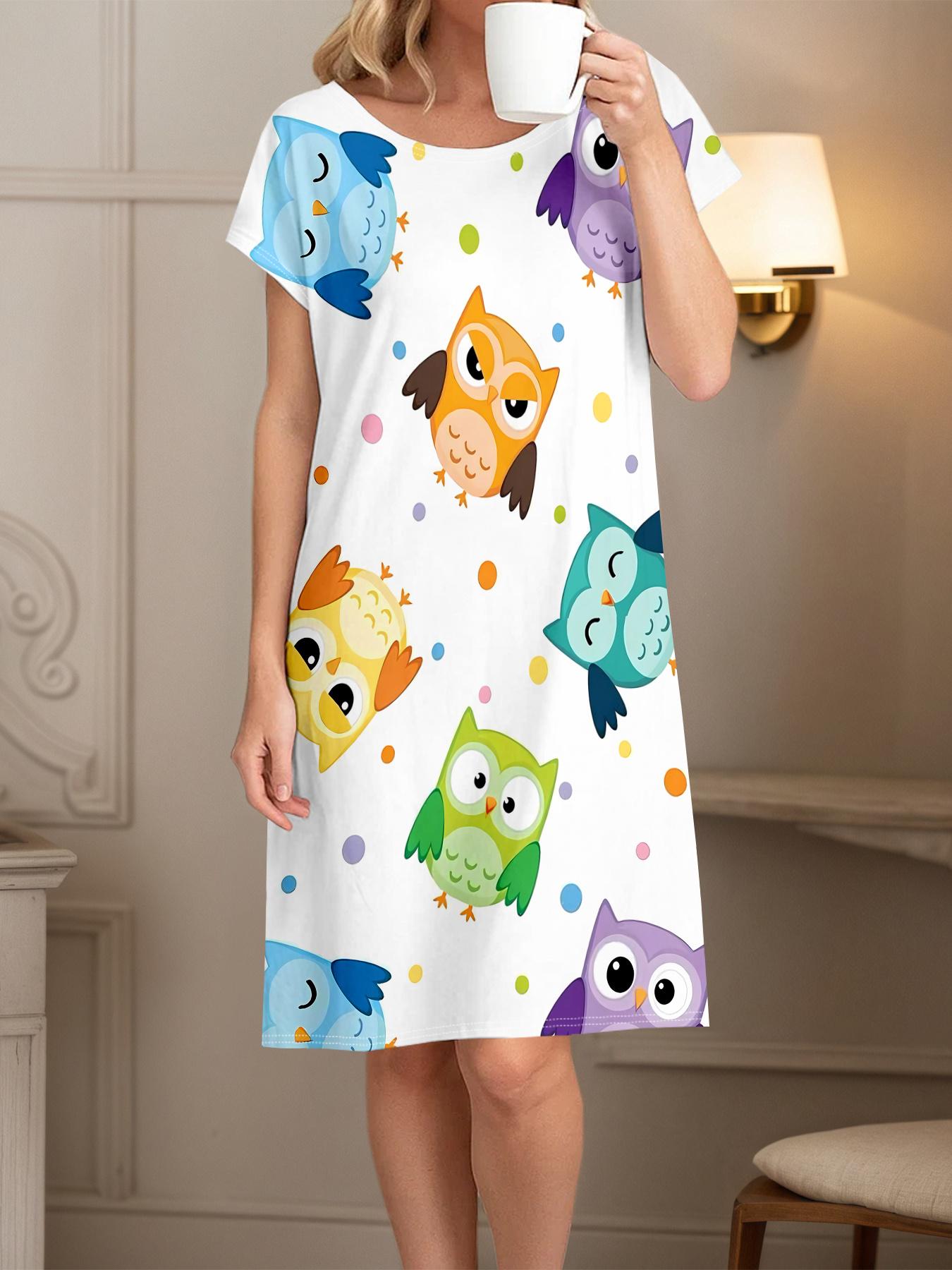 Colorful Owl Pattern New Short-Sleeve Nightgown for Women. Loose-Fitting Sleepwear. Lightweight Casual Homewear. Nightdress 9XL дубильна кора
Colorful Owl Pattern New Short-Sleeve Nightgown for Women. Loose-Fitting Sleepwear. Lightweight Casual Homewear. Nightdress 9XL дубильна кора