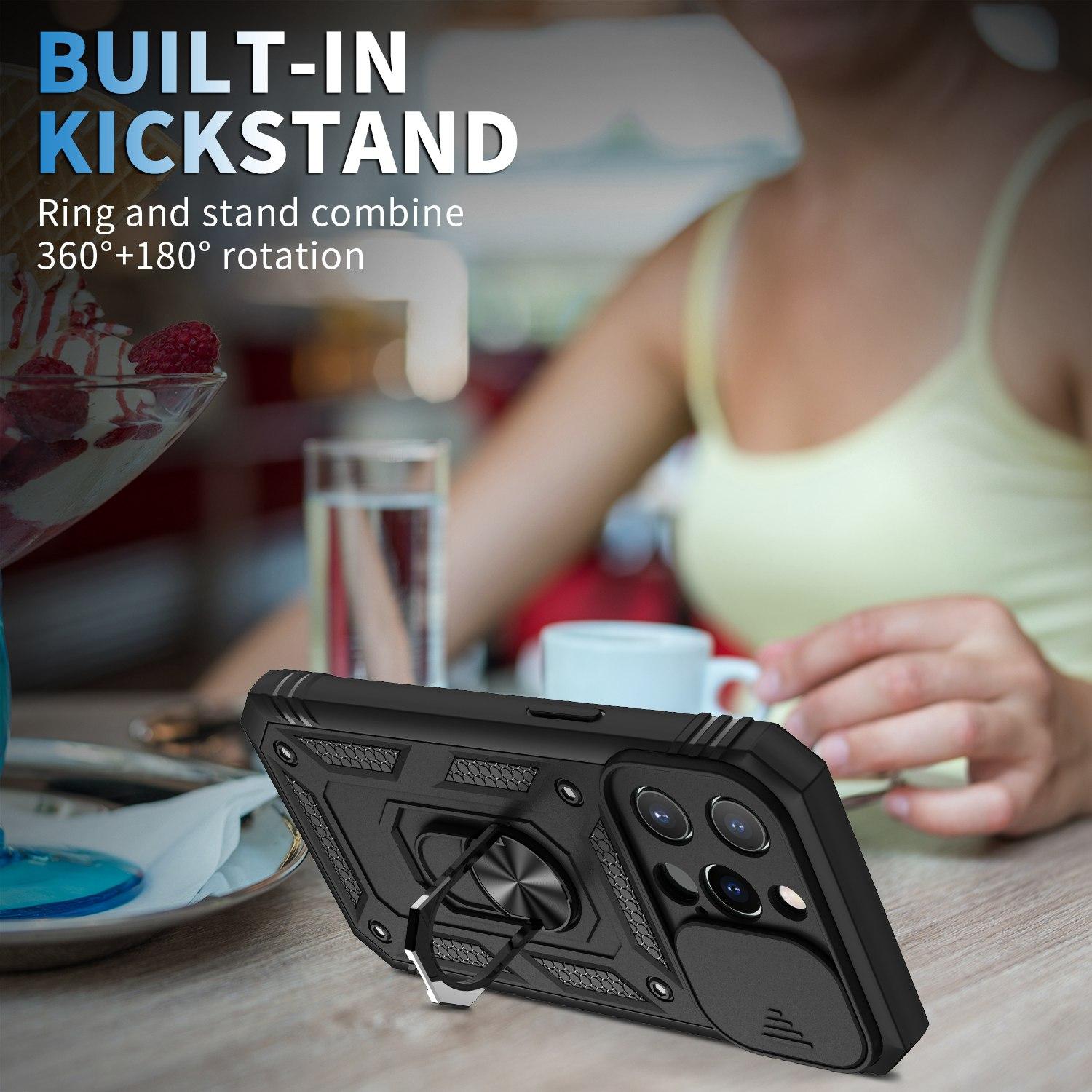 For iPhone 13 Pro 6.1 inch Built-in Kickstand Sliding Camera Cover PC+TPU Wear-resistant Phone Case Protector with Card Clot Black
For iPhone 13 Pro 6.1 inch Built-in Kickstand Sliding Camera Cover PC+TPU Wear-resistant Phone Case Protector with Card Clot Black