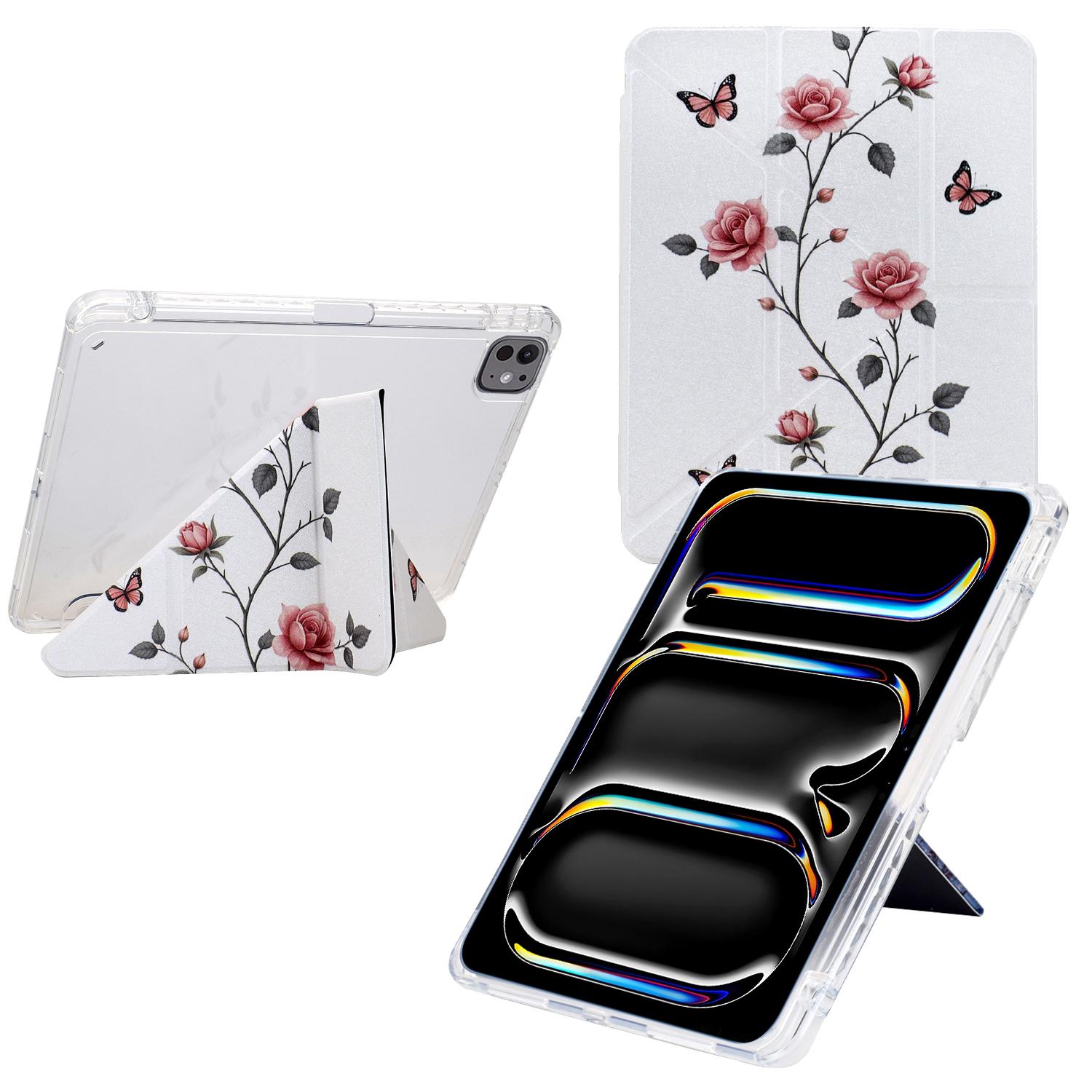 For iPad Pro 13 (2024) Case Y-Fold Stand Pattern Print Leather+Clear Acrylic Tablet Cover with Pencil Holder Rose Butterfly
For iPad Pro 13 (2024) Case Y-Fold Stand Pattern Print Leather+Clear Acrylic Tablet Cover with Pencil Holder Rose Butterfly