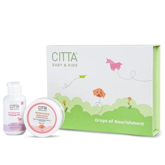 CITTA Drops of Nourishment | Gift box | Moisturizing Baby Balm, 50gm - 1 | CITTA Nourishing Baby Massage oil 50ml - 1 Combo
CITTA Drops of Nourishment | Gift box | Moisturizing Baby Balm, 50gm - 1 | CITTA Nourishing Baby Massage oil 50ml - 1 Combo