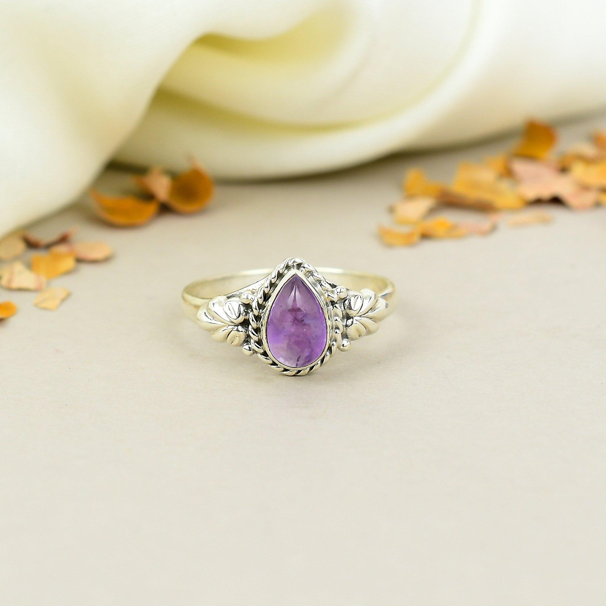 Amethyst Gemstone 925 Sterling Silver Pear Shape Handmade Jewelry Boho Ring For Women 10
Amethyst Gemstone 925 Sterling Silver Pear Shape Handmade Jewelry Boho Ring For Women 10