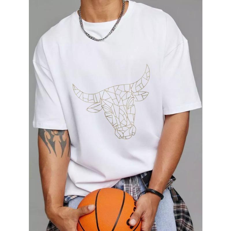 White T Shirt with Geometric Bull Head Print for Casual Wear XXXXL білий
White T Shirt with Geometric Bull Head Print for Casual Wear XXXXL білий