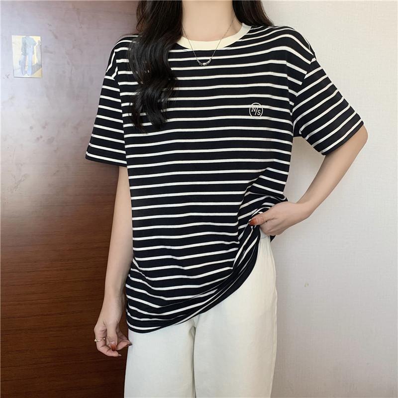 Летняя мода в полоску Женские футболки с вышивкой букв Футболка Femme Harajuku повседневная свободная универсальная хлопковая одежда Футболка Женская уличная одежда M чёрный
Летняя мода в полоску Женские футболки с вышивкой букв Футболка Femme Harajuku повседневная свободная универсальная хлопковая одежда Футболка Женская уличная одежда M чёрный