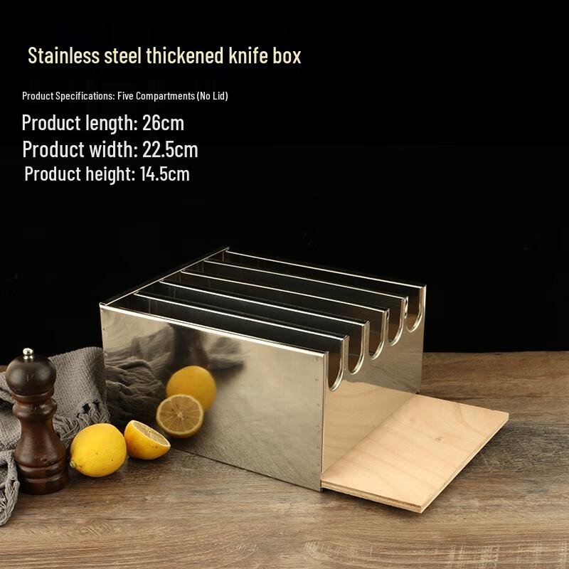 Stainless Steel Knife Block with 5 Slots and Lid
Stainless Steel Knife Block with 5 Slots and Lid