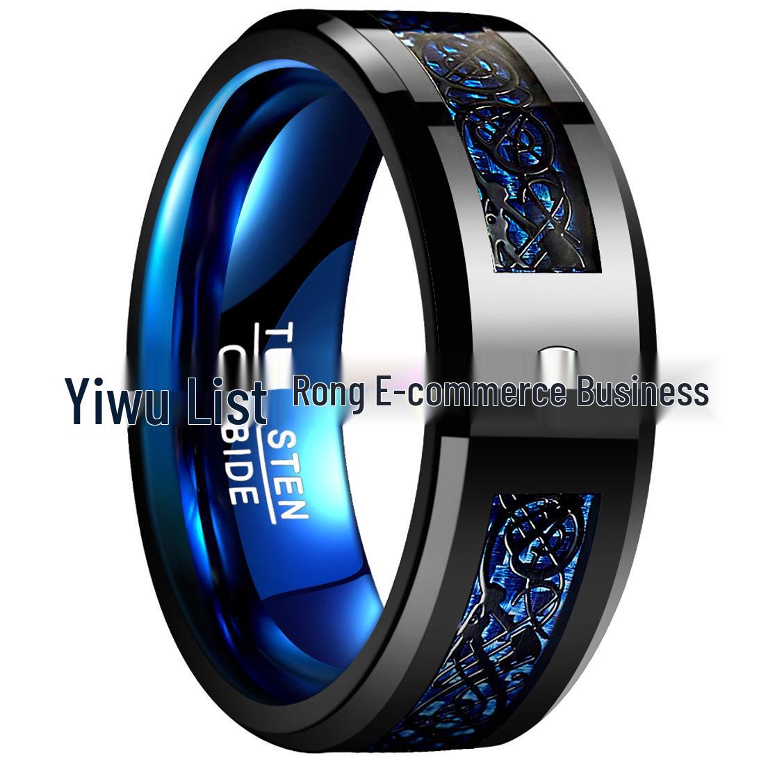 Мужское вольфрамовое кольцо с узором черного дракона и многоцветной вставкой из углеволокна Size 15 синий/чёрный
Мужское вольфрамовое кольцо с узором черного дракона и многоцветной вставкой из углеволокна Size 15 синий/чёрный