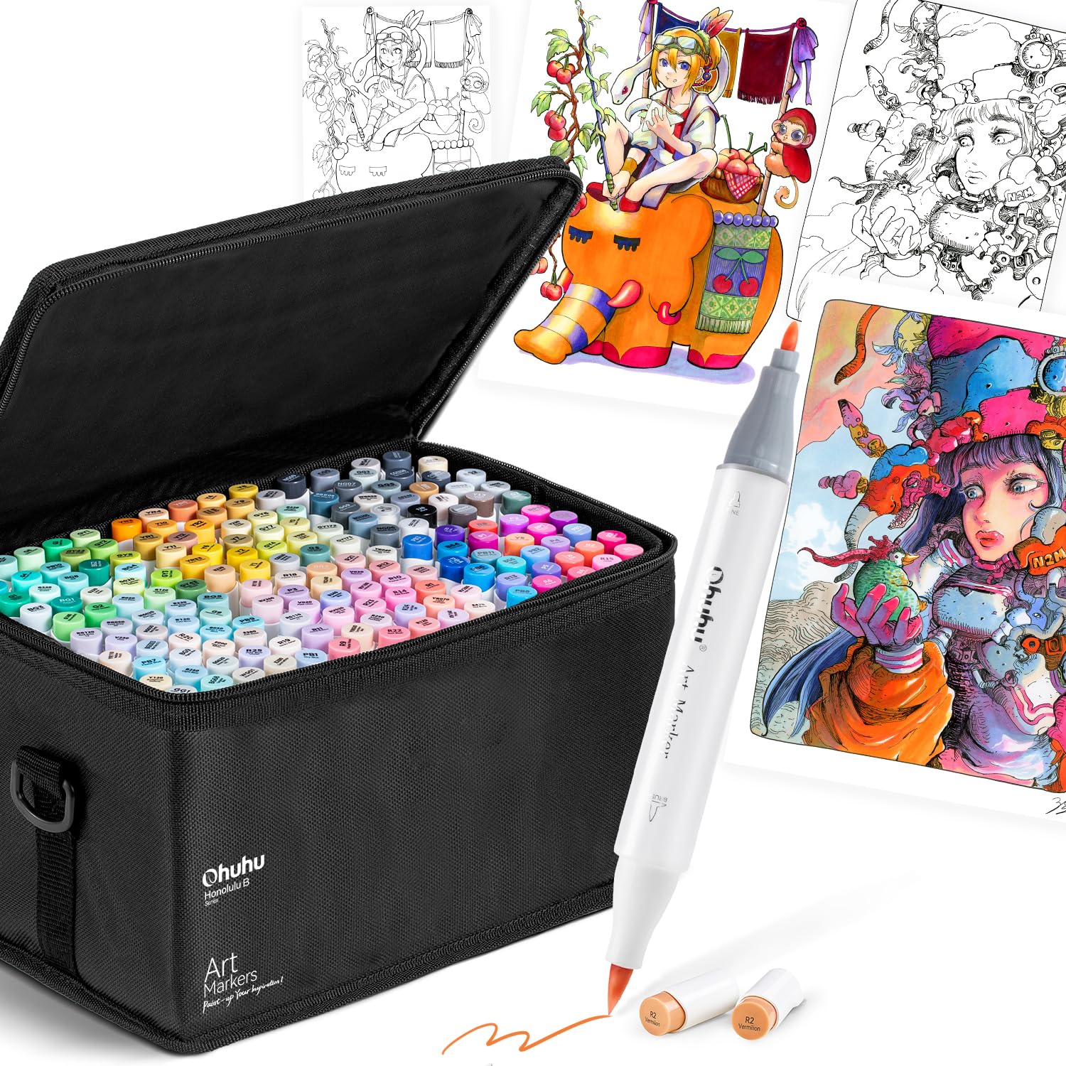 Ohuhu Marker 168 Colors Professional Includes 1 Blender Honolulu B Series Brush-Type Pens, (169 Pens), Pastel/Illustration Markers, Brush/Fine Tip,
Ohuhu Marker 168 Colors Professional Includes 1 Blender Honolulu B Series Brush-Type Pens, (169 Pens), Pastel/Illustration Markers, Brush/Fine Tip,