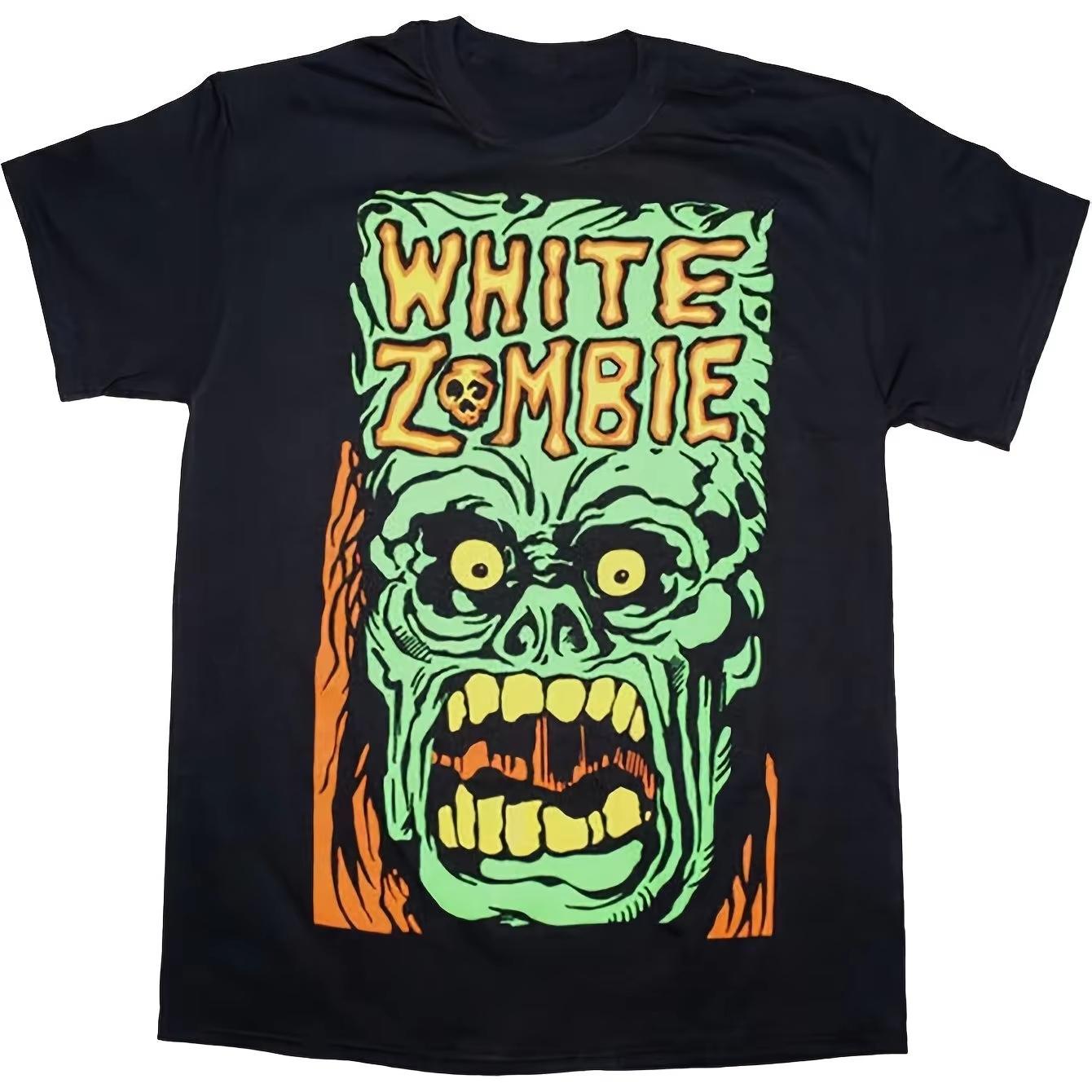 Vintage White Zombie Band Graphic Print Short Sleeve Black T-Shirt for Men Casual Round Neck Tee with Bold Skull Design 4XL
Vintage White Zombie Band Graphic Print Short Sleeve Black T-Shirt for Men Casual Round Neck Tee with Bold Skull Design 4XL
