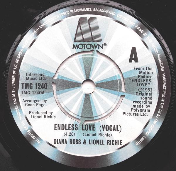 7inch Record DIANA ROSS LIONEL RICHIE Endless Love TMG1240 MOTOWN 1981 UK SoulFunk Used
7inch Record DIANA ROSS LIONEL RICHIE Endless Love TMG1240 MOTOWN 1981 UK SoulFunk Used