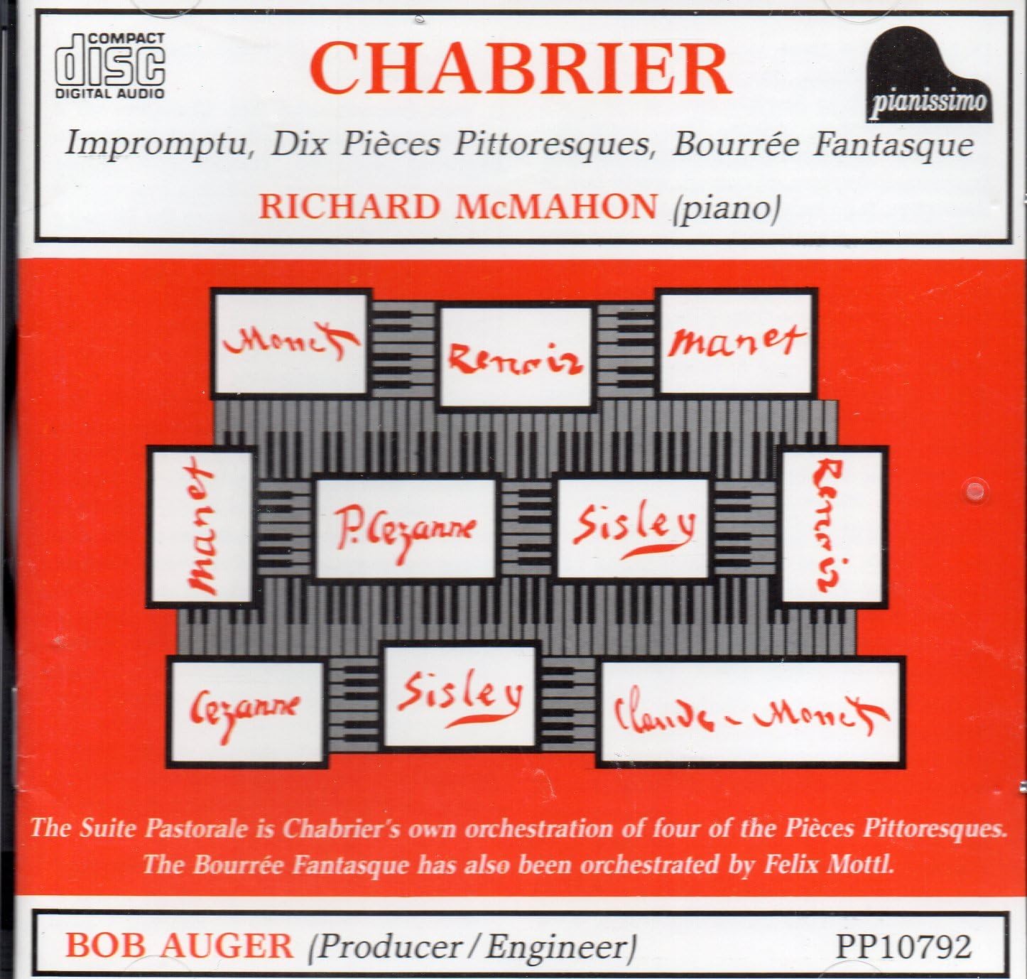 CD RICHARD MCMAHON Chabrier PP10792 PIANISSIMO UK Classical Used
CD RICHARD MCMAHON Chabrier PP10792 PIANISSIMO UK Classical Used