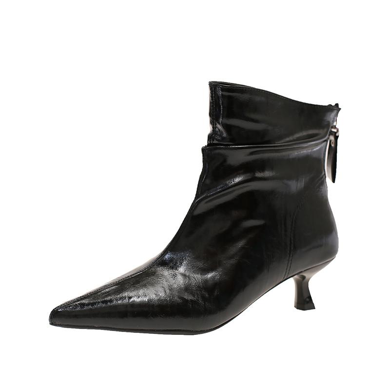Stack Fashion Pointed Toe Rear Zipper Pleated Non Slip on Resistant Waterproof High top Heels Foot Protection 35
Stack Fashion Pointed Toe Rear Zipper Pleated Non Slip on Resistant Waterproof High top Heels Foot Protection 35