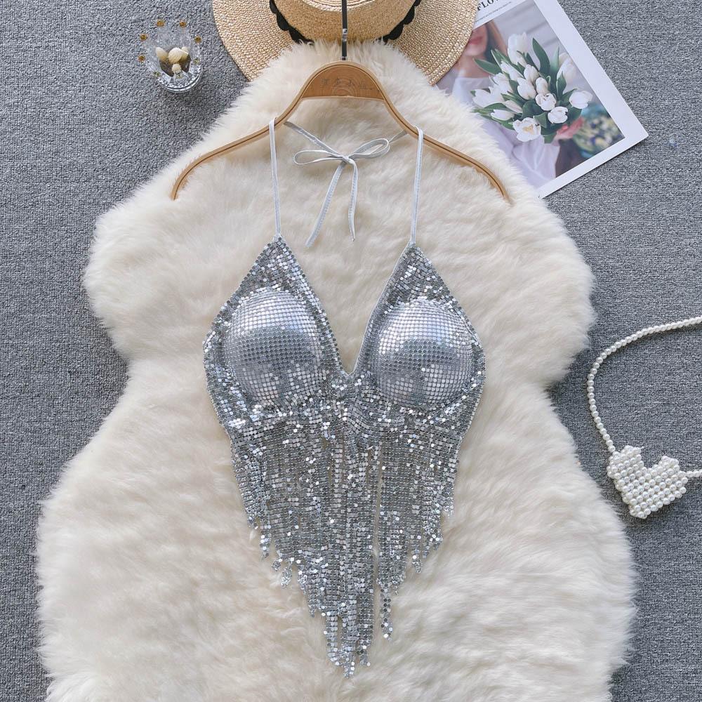 Женские летние сексуальные топы с блестками и бретельками без рукавов, тонкие топы с открытой спиной OneSize серебряный
Женские летние сексуальные топы с блестками и бретельками без рукавов, тонкие топы с открытой спиной OneSize серебряный