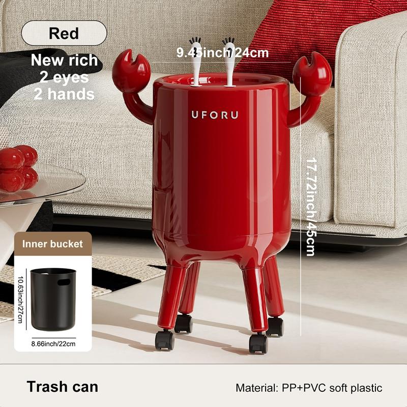 Trash can, large-capacity lidded wastebasket, cute crab-shaped design, perfect for home decor, kitchen trash can, bathroom waste червоний
Trash can, large-capacity lidded wastebasket, cute crab-shaped design, perfect for home decor, kitchen trash can, bathroom waste червоний