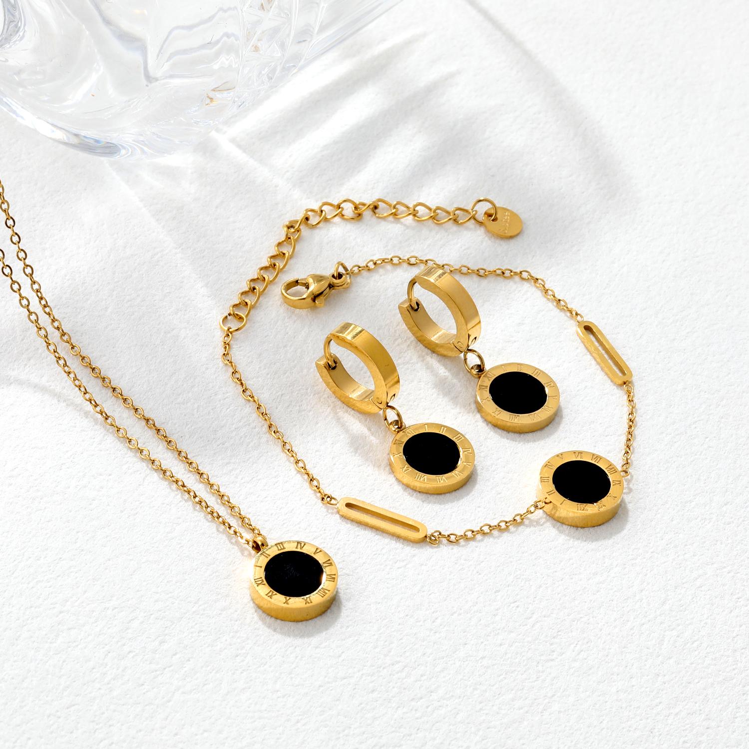 3pcs Woman Men Fashion Roman Digital Wafer Pendant Necklace Earrings Bracelets Stainless Steel Party Bridal Wedding Jewelry Sets
3pcs Woman Men Fashion Roman Digital Wafer Pendant Necklace Earrings Bracelets Stainless Steel Party Bridal Wedding Jewelry Sets