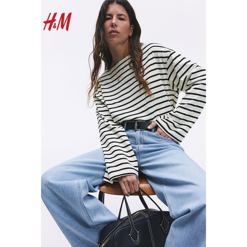 HM Women s Clothing Summer Boat Neck Loose Graceful and Fashionable Casual Stripes Drop-Shoulder Long-Sleeve Tops 1269796 Red/Blue Stripes 160/88
HM Women s Clothing Summer Boat Neck Loose Graceful and Fashionable Casual Stripes Drop-Shoulder Long-Sleeve Tops 1269796 Red/Blue Stripes 160/88